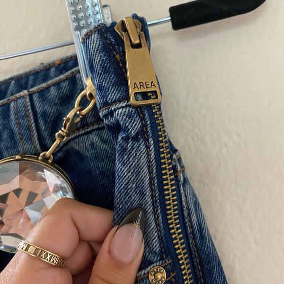 NEW Area Jumbo Crystal Dark Wash Blue Jeans Crystal belt sz 28 - Picture 6 of 10